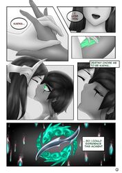 2girls comic dark-skinned_female irelia_xan karma_(league_of_legends) kissing league_of_legends pale-skinned_female spiritof2281 yuri rating:Questionable score:28 user:karmama