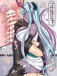 1boy 1girls aqua_hair bar_censor between_breasts black_bow black_scarf blush bow breasts censored cervix clothed_sex clothing colored_skin cosplay cross_section cum cum_in_pussy cum_in_uterus cum_inside eyeliner faceless_male fate/grand_order fate_(series) female female_on_top fujimaru_ritsuka_(male) grey_skin head_between_breasts horn horns ibuki_douji_(fate) internal_cumshot japanese_clothes kimono koha-ace large_breasts long_hair mabo-udon makeup male multi_horn obi okita_souji_(fate) okita_souji_(fate)_(all) okita_souji_(fate)_(cosplay) oni oni_horns open_mouth penetration penis sash scarf seiyuu_connection sex short_kimono sitting sleeveless sleeveless_kimono spread_legs straight translated two_tone_hair upright_straddle uterus vaginal_penetration white_kimono rating:Explicit score:204 user:bot