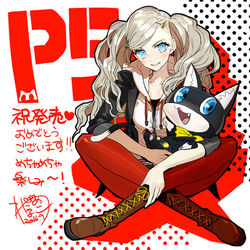  1other blonde_hair feline female morgana_(persona_5) pantyhose persona persona_5 takamaki_anne twintails wada_arco  rating:questionable score: user:bot