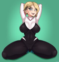 1girls areola_bulge big_breasts blonde_hair breasts cameltoe drunkavocado eyebrow_piercing female female_only gwen_stacy large_breasts looking_at_viewer marvel shaved_side solo spider-gwen spider-man:_into_the_spider-verse spider-man_(series) thick_thighs rating:Explicit score:373 user:justausername