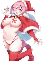 big_breasts blush christmas curvy fate/grand_order fate_(series) gin_moku hair_over_one_eye looking_at_viewer mash_kyrielight pale-skinned_female pale_skin pasties pink_eyes pink_hair red_pasties santa_costume santa_hat short_hair thick_thighs thighhighs x_pasties rating:Explicit score:83 user:Yuron