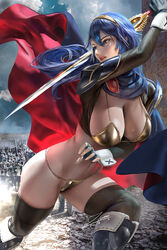 1girls bare_thighs big_breasts bikini blue_eyes blue_hair cleavage falchion_(fire_emblem) female female_focus female_only fire_emblem fire_emblem_awakening gold_bikini golden_bikini high_resolution highres lips long_hair lucina_(fire_emblem) nintendo sword thighhighs video_game_character zumi zumi_(zumidraws) rating:Safe score:38 user:DBKX