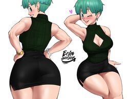 1girls ass big_ass big_breasts blush boob_window breasts bulma_briefs cleavage dragon_ball dragon_ball_z earrings echosaber female female_only fully_clothed heart milf shounen_jump solo tagme thick_thighs rating:Explicit score:403 user:db_gals