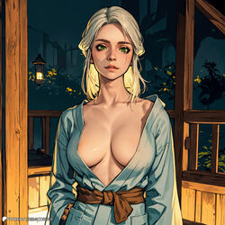 ai_generated breasts ciri female green_eyes kimono light-skinned_female looking_at_viewer remicorner scar solo the_witcher_(series) the_witcher_3:_wild_hunt white_hair rating:Explicit score:18 user:Kelpie_AI