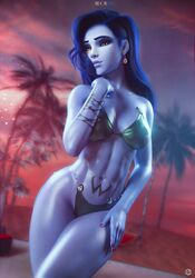 1girls 3d abs blizzard_entertainment blue_body blue_hair blue_skin bra breasts looking_at_viewer muscular nail_polish nipple_bulge noahgraphicz orange_eyes overwatch panties pose posing solo stomach_tattoo tattoo tattoos voluptuous widowmaker rating:Questionable score:313 user:Demonslayer2000