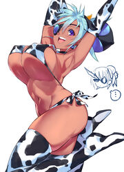 1girls armpit arms_up bikini blue_hair chibi cow_print dark-skinned_female dark_skin earrings eyepatch long_boots negresco nintendo nipples nipples_visible_through_clothing praxis sleeves smile solo solo_female theory_(xenoblade) thigh_boots thighhighs white_background xenoblade_(series) xenoblade_chronicles_2 year_of_the_ox rating:Explicit score:104 user:BitchyMythra