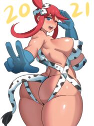 1girls 2021 alternate_breast_size ass big_ass big_breasts bikini blue_eyes blush breasts cow_bikini cow_girl cow_print eye_contact female human large_ass large_breasts long_hair looking_at_viewer nintendo nipple_bulge one_eye_closed pokemon pokemon_bw red_hair skyla_(pokemon) solo standing thick_ass thick_thighs thighs white_background year_of_the_ox ytrall rating:Questionable score:150 user:Ugabuga