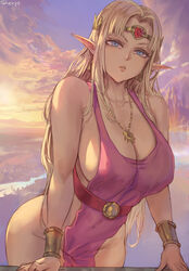 1girls big_breasts bimbo blonde_hair cutesexyrobutts_(style) female female_focus female_only high_resolution highres long_hair necklace nintendo pointy_ears princess_zelda shexyo sunset tagme the_legend_of_zelda video_game_character zelda_(a_link_between_worlds) rating:Questionable score:497 user:DBKX