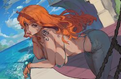 1girls absurd_res alternate_breast_size artist_name ass_cleavage big_breasts bracelet breasts butt_crack curvy cutesexyrobutts female female_focus female_only hi_res horny huge_breasts jeans large_breasts leaning_forward long_hair looking_at_viewer naked nami nude nude_female ocean one_piece only_female orange_eyes orange_hair pants post-timeskip sagging_breasts sideboob signature solo solo_female swimsuit tattoo thong tight_clothing tight_jeans tight_pants rating:Questionable score:761 user:WatchTheLanguage