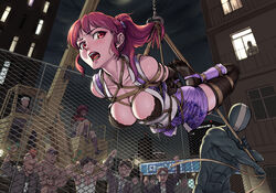 2girls 6+boys abs apartment arms_behind_back black_legwear bodysuit bondage bound breasts cheering cleavage construction_site crossed_arms crowd faceless faceless_female faceless_male feet female femsub garter_straps highres hunter_x_hunter large_breasts machi_(hxh) mask mohawk multiple_boys multiple_girls muscular night night_sky ninja open_mouth original outdoors pink_eyes pink_hair ponytail pulling restrained root001 rope sitting sky solo_focus stockings tank_top teeth thighhighs tied_up toes topless rating:Explicit score:158 user:bot