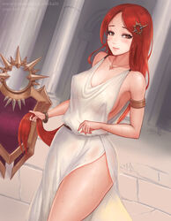 1girls bracelet brown_eyes eliskalti female female_focus female_only hair_ornament hi_res highres league_of_legends leona_(league_of_legends) light-skinned_female light_skin looking_at_viewer loose_clothes necklace red_hair riot_games see-through_clothing sideboob solo_female thick_thighs thighs toga rating:Questionable score:133 user:Harlon