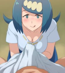 1boy 1girls animated big_breasts blue_eyes blue_hair blush breasts bulge cleavage clothed clothed_female clothes clothing e_keroron erection eye_contact eyebrows female freckles gif handjob handjob_over_clothes human human_only lana's_mother_(pokemon) licking_lips long_hair looking_at_viewer male male_pov milf mob_face mother nintendo pokemon pokemon_sm pov shirt simple_background skirt smile straight sweatdrop tagme two-handed_handjob underwear wide_hips rating:Explicit score:777 user:Kangomango