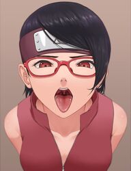 1girls black_hair boruto:_naruto_next_generations female female_only glasses looking_at_viewer miru_(wvjc7832) naruto naruto_(series) open_mouth oral_invitation pov red_eyes sarada_uchiha sharingan tongue_out rating:Questionable score:441 user:bingdong