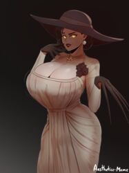 1girls aestheticc-meme alcina_dimitrescu big_breasts breasts cleavage female female_only gloves huge_breasts necklace resident_evil resident_evil_8:_village wide_brim_hat rating:Questionable score:116 user:justausername