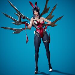 3d battle_bunny_irelia breasts bunny_ears bunny_girl bunnysuit female female_only heels hi_res highres irelia_xan league_of_legends pantyhose purple_hair ryanreos solo thighs rating:Questionable score:100 user:EphemeralEntity