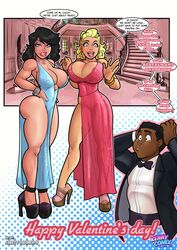 1boy 2girls archie_comics ass betty_and_veronica betty_cooper big_ass big_breasts big_butt bimbo black_hair blonde_hair blue_eyes breasts bubble_ass bubble_butt chuck_clayton dark-skinned_male dialogue dress earrings elegant_dress english_text green_eyes heels high_heels huge_ass huge_breasts interracial kennycomix kennycomix's_riverdale_stories legs light-skinned_female makeup nipple_bulge pinup platform_heels rabies-t-lagomorph side_slit suit tagme text text_box text_bubble thighs tuxedo valentine's_day veronica_lodge voluptuous rating:Questionable score:132 user:Boob_Bangers_420