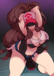 1girls armpits big_breasts blindfold boots brown_hair curvy_figure female hat high_resolution hilda_(pokemon) huge_breasts laced_boots large_breasts long_hair minishorts nac000 nintendo pokemon pokemon_bw pubic_hair shorts solo thick_thighs thighs tied tied_hands very_long_hair rating:Questionable score:95 user:Ugabuga