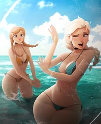 2girls anna_(frozen) ass big_ass big_butt bikini bikini_bottom bikini_top blonde_hair blue_bikini blue_eyes bottom_heavy breasts choker disney duo elsa_(frozen) female female_focus female_only frozen_(film) highres human kittypuddin large_ass long_hair medium_breasts multiple_girls narrow_shoulders navel ocean orange_bikini outdoors pale-skinned_female pale_skin playful ponytail red_hair sea side-tie_bikini sidelocks sillygirl sinner sisters skimpy skimpy_clothes smile splashing string_bikini swimsuit thick_thighs thin_arms thin_waist twintails water wide_hips rating:Questionable score:482 user:gordon9