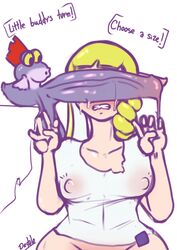 animal_penis big_balls big_penis cant_see_the_haters covered_eyes dedalo female feral inkling inkling_girl little_buddy_(splatoon_3) male new_agent_3_(splatoon) nintendo partially_clothed pog ripped_clothing salmonid shocked simple_background small_breasts small_but_hung splatoon splatoon_3 text yellow_hair rating:Explicit score:184 user:choustou