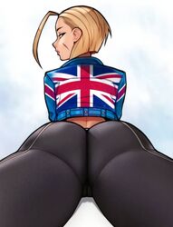 1girls ass ass_focus big_ass big_butt blonde_hair blue_eyes cameltoe cammy_white capcom clothed clothing denim_jacket female female_only fully_clothed large_ass leggings loodncrood looking_at_viewer looking_back looking_back_at_viewer pants pawg scar scar_on_cheek short_blonde_hair short_hair simple_background solo solo_female street_fighter street_fighter_6 union_jack white_background yoga_pants rating:Explicit score:158 user:Crcole331