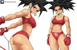 1girls abs ass black_hair blush boxing_gloves cleavage dragon_ball dragon_ball_super earrings echosaber female female_only female_saiyan fusion kefla muscular_female potara_fusion shounen_jump smile solo sports_bikini sports_bra tomboy universe_6 universe_6/universe_7 universe_6_girls rating:Explicit score:303 user:Dragonballgt9999