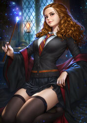 1girls absurd_res alternate_breast_size black_legwear black_skirt blurry_background blush brown_eyes brown_hair brunette brunette_hair bushy_hair clothed clothed_female clothes clothing curly_hair emma_watson eyelashes female female_focus female_only fully_clothed gryffindor harry_potter hermione_granger hi_res hogwarts_school_uniform hourglass_figure indoors large_breasts legs legs_together legwear light_skin long_hair looking_at_viewer magic magic_user magic_wand necktie necktie_between_breasts neoartcore on_knees pleated_skirt realistic robe school school_uniform schoolgirl skirt skirt_lift solo solo_female solo_focus spell stockings teenage_girl teenager thighs tie wand wavy_hair witch rating:Safe score:514 user:Rapak