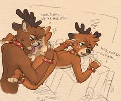 2boys anal anthro bell brother brother/brother brothers capreoline cervid christmas collar duo femboy gay holidays incest male male/male male_only mammal mawmain oral reindeer rimming sex text yaoi rating:Explicit score:91 user:bot