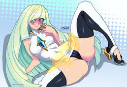 1girls artist_name ass blonde_hair blush breasts clothing darkereve female female_only green_eyes huge_ass human long_hair lusamine_(pokemon) milf mother nintendo pokemon pokemon_sm thick_thighs rating:Explicit score:60 user:Dragonballgt9999