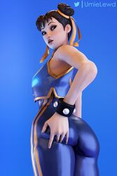 1girls 3d 3d_(artwork) asian asian_female ass ass_focus ass_grab big_ass big_butt blue_background bracelet brown_eyes brown_hair butt capcom chun-li chun-li_(fortnite) clothed clothed_female clothes clothing dat_ass eyeshadow female female_only fortnite fully_clothed hand_on_ass human human_only leggings lipstick looking_at_viewer looking_back makeup pants red_lips red_lipstick solo street_fighter thick_thighs thighs tied_hair tight_clothes tight_clothing tight_fit tight_pants umie uncensored video_games wide_hips rating:Questionable score:193 user:umie