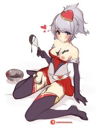 bare_breasts blue_eyes blush breasts chocolate chocolate_on_breasts colored_sketch embarrassed hair_ornament heartbreakers_series heartseeker_quinn highres league_of_legends lewdishsnail medium_breasts nipples on_ground quinn silver_hair solo solo_female solo_focus thighhighs rating:Questionable score:50 user:Caddoto