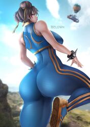 alternate_costume ass back_turned back_view big_ass blue_bodysuit bodysuit breasts brown_hair bubble_butt capcom chun-li chun-li_(fortnite) chun-li_(fortnite)1girls crossover dat_ass female female_only fortnite fully_clothed hair_bun huge_ass large_ass large_breasts leg_up looking_at_viewer looking_back looking_back_at_viewer melowh skin_tight sleeveless sneakers solo spiked_bracelet street_fighter street_fighter_alpha thick thick_ass thick_thighs thighs tight_clothing video_games rating:Questionable score:302 user:Misty_lover