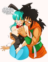 1boy 1girls ahe_gao blue_hair blush blushing bowtie breast_grab breasts bulma_(bunny) bulma_briefs bunny_ears bunnysuit canon_genderswap cleavage detached_collar dragon_ball edit female gender_transformation genderswap_(mtf) groping long_hair male nala1588 oolong oolong_(dragon_ball) shapeshifter shounen_jump thick_thighs tongue_out transformation wrist_cuffs yamcha rating:Explicit score:85 user:madam_prince