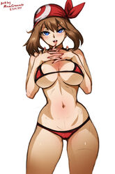 1girls bandana bikini blue_eyes cleavage hourglass_figure huge_breasts light_brown_hair looking_at_viewer may_(pokemon) minacream pokemon voluptuous rating:Questionable score:170 user:TheKindHaremMaster