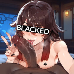 1boy 1girls ai_generated black_nails blacked blush censored_eyes colored_nails cum cum_on_face cum_on_hair dark-skinned_male dark_skin floox genshin_impact hu_tao_(genshin_impact) interracial painted_nails peace_sign penis queen_of_spades spade_tattoo tattoo thiccwithaq_(ai_style) tongue tongue_out v rating:Explicit score:370 user:Unusualtaste