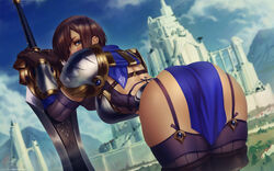 1girls armor ass bent_over blue_eyes boots breasts brown_hair female female_only garen_crownguard garter_straps huge_ass huge_breasts league_of_legends loincloth looking_at_viewer looking_back realistic skirt tagme themaestronoob thigh_boots thighhighs thighs wide_hips rating:Questionable score:176 user:AbsoluteTerritory