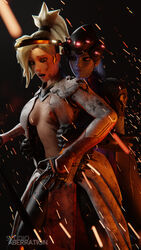 2girls 3d areolae assisted_exposure blonde blonde_hair breasts clothes_removed erect_nipples exposed exposed_nipples female female_only from_behind mercy nipples open_mouth overwatch purple_skin studioaberration widowmaker rating:Explicit score:56 user:starboyjoe