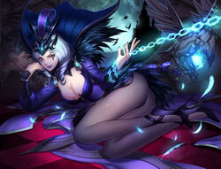 1girls bird chains citemer feathers female harrowing_series high_heels league_of_legends leblanc lipstick nail_polish ravenborn_leblanc solo tales_from_the_rift_series rating:Explicit score:95 user:WhyMe3