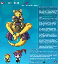 abra english_text hi_res kinkymation knees_apart_feet_together nintendo page_63 page_number pokémon_(species) pokemon pokemon-girl_encyclopedia pokemorph pokemusu profile tail text text_box yellow_skin rating:Questionable score:72 user:!nner$elf89