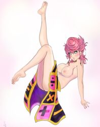 1girls ass barefoot blush breasts edit feet female green_eyes jojo's_bizarre_adventure nipples no_panties pink_hair tagme topless trish_una trishunaisbae vento_aureo white_background rating:Explicit score:96 user:PrincessRosalina_