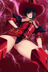 black_hair black_panties blue_eyes bob_cut breasts cameltoe from_below guilty_gear i-no lindaroze looking_at_viewer looking_down minidress mole no_eyewear panties pantyshot pantyshot_(standing) short_hair solo standing tagme thigh_boots thighhighs underboob upskirt rating:Questionable score:68 user:AbsoluteTerritory