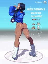 1girls abomasnow ass blue_hair bluethebone boots crabominable dark-skinned_female darmanitan dat_ass earrings english_text female female_only gameplay_mechanics green_eyes leotard long_fingernails long_hair looking_back mamoswine muscular muscular_female muscular_legs nintendo original_character pokeball pokemon pokemon_battle posing ring snow solo text viewed_from_behind rating:Questionable score:190 user:Zomdra