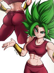 1girls abs ass ass dragon_ball dragon_ball_super female green_eyes green_hair kefla lordguyis muscular_female smirk super_saiyan rating:Questionable score:104 user:LewdLord