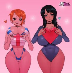 2girls ass big_breasts breasts female female_only females females_only hourglass_figure huge_breasts jay-marvel large_breasts looking_at_viewer nami nico_robin one_piece pre-timeskip shounen_jump thick_thighs thin_waist wide_hips rating:Questionable score:369 user:kinnikuman