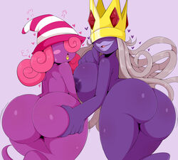 2girls areolae ass ass_grab bent_over big_ass big_breasts big_lips_no_eyes big_nipples blush_stickers breast_press breast_size_difference breast_squish breasts butt_crack crown curly_hair dat_ass duo female female_only ghost_girl grey_background hat headwear heart huge_ass huge_breasts humanoid jinu leaning_forward lips lipstick long_hair looking_back mario_(series) nintendo nipples nude nude_female open_mouth paper_mario paper_mario:_the_thousand-year_door pink_hair plump_lips presenting presenting_hindquarters purple_areola purple_body purple_nipples rear_view shadow_queen shadow_siren silver_hair simple_background surprised sweatdrop take_your_pick thick_ass very_long_hair vivian_(paper_mario) yellow_lipstick rating:Explicit score:467 user:whatisleft