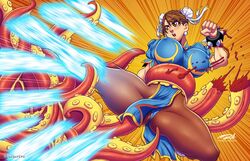 1girls big_breasts brown_eyes brown_hair capcom chinese_clothes chun-li clothing darkereve earrings female female_only hair_bun hi_res kicking nipple_bulge octopus octopus_tentacle pantyhose solo solo_female spiked_bracelet street_fighter tentacle tentacle tentacle_grab thick_thighs rating:Questionable score:24 user:!nner$elf89