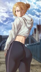 1girls 2d annie_leonhardt artist_name ass ass_focus attack_on_titan big_ass blank_stare blonde blonde_female blonde_hair blue_eyes bubble_ass bubble_butt dat_ass emotionless female female_focus female_only form_fitting highres hoodie leggings lidded_eyes light-skinned_female light_skin midriff pale-skinned_female pale_skin shexyo shingeki_no_kyojin solo solo_focus streetwear thighs tight_clothing tight_pants watermark yoga_pants rating:Explicit score:1220 user:Darblue3