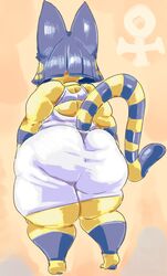 2021 animal_crossing ankha ass back_view big_ass big_butt blue_hair bottom_heavy bubble_ass bubble_butt cat_ears cat_tail choker clothed egyptian fat_ass fat_butt female female_only huge_ass huge_butt kiseff large_ass large_butt nintendo thick_ass thick_thighs thighs wide_hips yellow_background yellow_fur rating:Questionable score:93 user:The_Pink_God