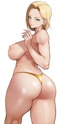 1girls alternate_version_available android_18 blonde_hair blue_eyes cameltoe cleavage curvy dragon_ball erect_nipples female huge_areolae huge_ass huge_breasts puffy_nipples short_hair thick_lips voluptuous wide_hips yoshi55level yoshio_(55level) rating:Explicit score:313 user:Hayley