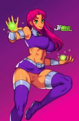 1girls 2021 abs armlet ass athletic bare_midriff big_breasts boots breasts cartoon_network cleft_of_venus clitoral_hood clitoris dc female female_only fit_female going_commando gradient_background green_eyes jay-marvel long_hair looking_at_viewer magenta_background magenta_hair magic midriff nipple_bulge no_panties no_pubes pink_background purple_background purple_clothing pussy red_hair ribs shaped_pubic_hair sidelocks smile smiling solo solo_focus starfire subtle_pussy tamaranean teen_titans teen_titans_go thick_thighs thigh_boots thighhighs upskirt vambraces rating:Explicit score:151 user:kinnikuman