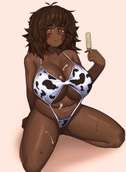 1girls breasts cleavage cow_print dark-skinned_female dark_skin female female_only huge_breasts kevbot solo rating:Explicit score:91 user:justausername